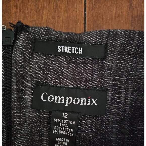Componix Stretch Denim Knee-Length Pencil Dress Size 12 Gray/Black cap Sleeve Zi - Picture 4 of 7